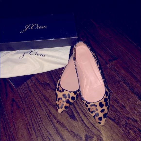 J.Crew Calf Hair Leopard Flats 8 - Picture 2 of 6